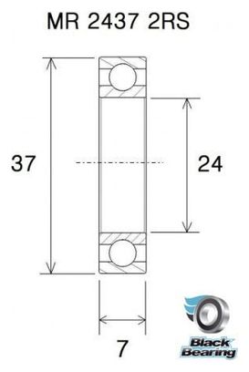 Black Bearing MR 2437 2RS 24 x 37 x 7 mm