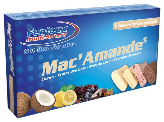 6 Fenioux Mac&#39;Amande Schokoladen-Haselnuss-Energieriegel