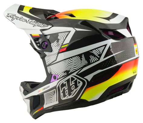 Casco integral Troy Lee Designs D4 Carbon con sistema MIPS, modelo Lined Up, color negro
