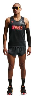 Camiseta sin mangas Nike AeroSwift Zone para hombre, negro/rojo