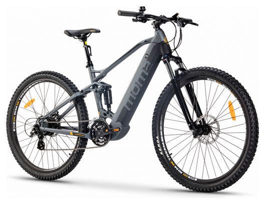 Bicicletta MTB Elettrica, E-29' Moma Bikes, Alluminio, SHIMANO ALTUS 24V, Doppie sospensioni, Freni a Disco idraulico Bat. integrato Ion Litio 48V 13Ah