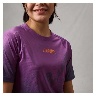 Maglia a maniche corte Endura Singletrack Print viola da donna