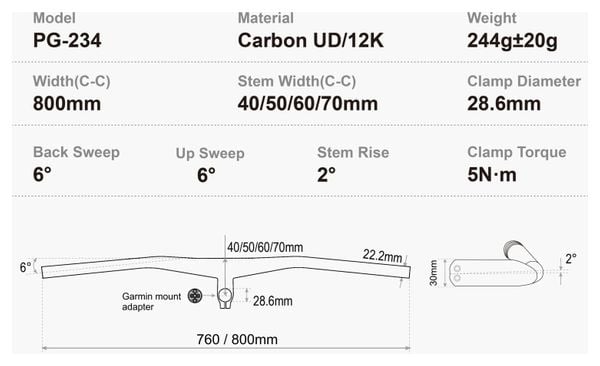 Combo cintre/potence Progress PG-234 Carbon Cockpit 2º Jaune 50mm