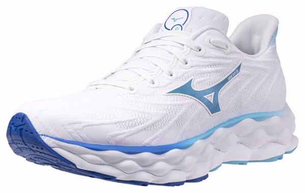 Chaussures Running Mizuno Wave Sky 8 Blanc/Bleu Femme