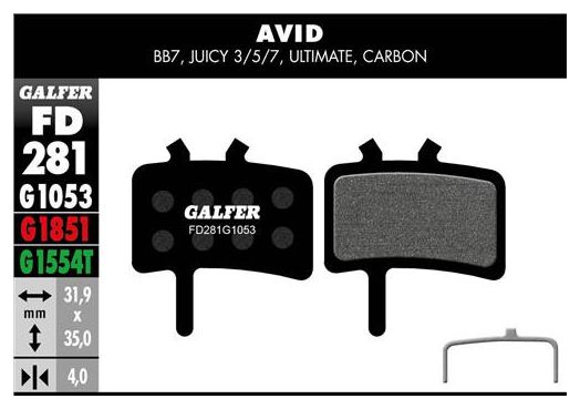 Par de pastillas de freno semimetálicas Galfer Avid BB7, Juicy 3/5/7, Ultimate, Carbon Standard