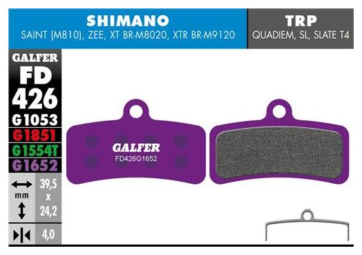 Pair of Galfer Semi-Metallic TRP / Shimano Saint 810 Zee E-Bike Pads