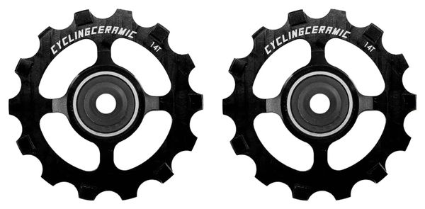 CyclingCeramic Narrow 14T Pulley Wheels for Sram MTB 12S Derailleur Black