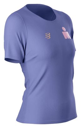 Compressport Training IronMan 2025 Todo es posible maillot de manga corta Mujer Violeta/Rosa