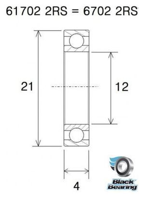 Schwarzes Lager 6702-2RS 15 x 21 x 4 mm