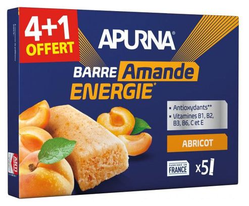 4+1 Barres Énergétiques Apurna Energie Abricot-Amande 5x25g