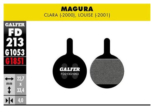 Pair of Galfer Semi-metallic Magura Clara (-2000) Louise (-2001) Standard brake pads