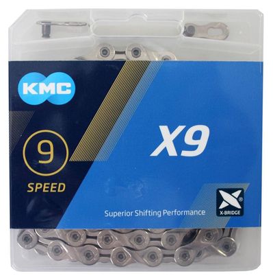 KMC Chaîne de vélo X9 Argent 114 maillons