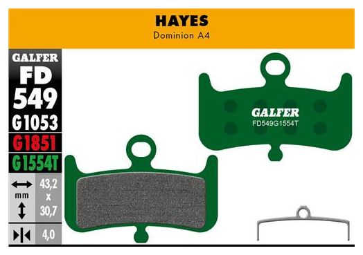 Paar halbmetallische Hayes Dominion A4 Pro-Bremsbeläge von Galfer