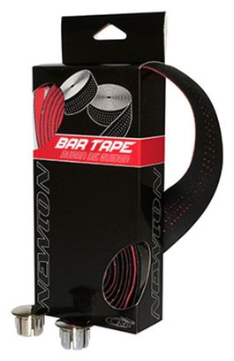 Ruban de guidon Newton noir effets rouge avec bouchons (super resistante et confortable)