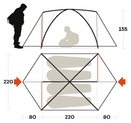 4 Person Tent Ferrino Lhotse 4 Orange