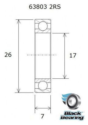 Black Bearing 63803-2RS 17 x 26 x 7 mm