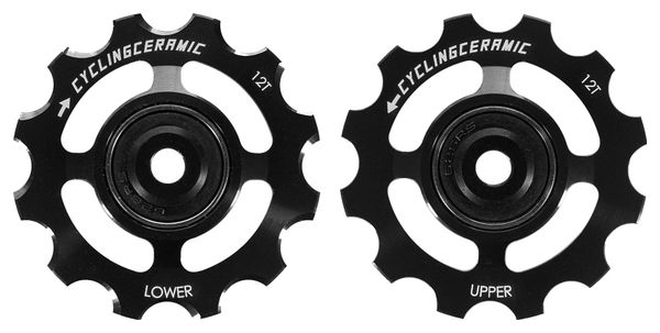 CyclingCeramic 12T Pulley Wheels for Campagnolo 12S Derailleur Black