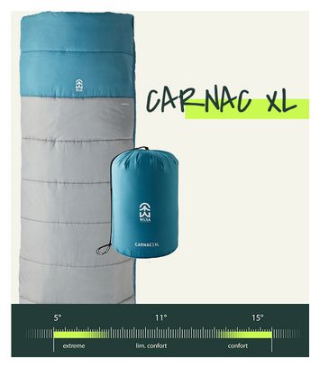 Sac de Couchage Loisir Carnac XL Gris et bleu Droit