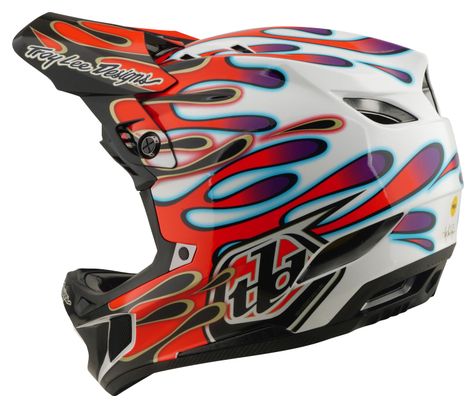 Casco integrale Troy Lee Designs D4 Composite Mips Overspray bianco/rosso