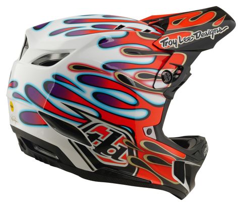 Casco integrale Troy Lee Designs D4 Composite Mips Overspray bianco/rosso