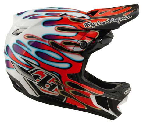 Casco integrale Troy Lee Designs D4 Composite Mips Overspray bianco/rosso