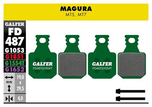 Par de pastillas de freno Galfer Semi-Metálicas Magura MT5 / MT7 Pro