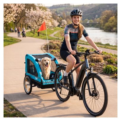 Remorque pour chien bleu luxe jusqu'à 30 kg pliable