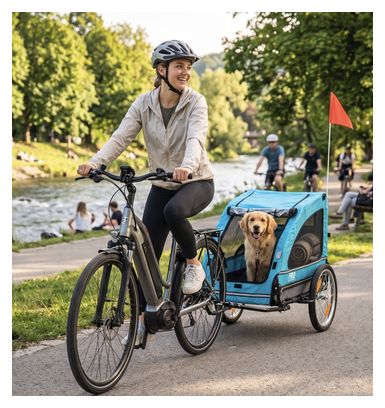 Remorque pour chien bleu luxe jusqu'à 30 kg pliable