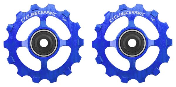 CyclingCeramic Narrow 14T Pulley Wheels für Sram Apex 1/Force CX1/Force 1/Rival 1/XX1/X01 1x11S Umwerfer Blau