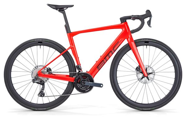 BMC Roadmachine 01 AMP Two Bicicleta Eléctrica de Carretera Shimano GRX Di2 11S 360 Wh 700 mm Rojo Neón 2024