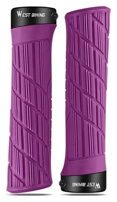 Poignées de guidon de vélo antidérapantes - Violet