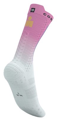 Compressport Pro Racing v4.0 Bike IronMan 2025 Todo es posible Calcetines Blanco/Rosa
