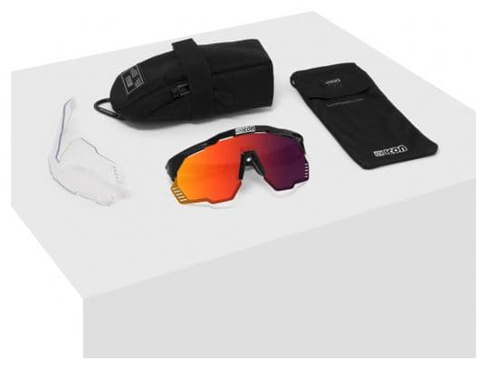 Scicon Sports Aeroshade Kunken Lunettes De Soleil De Performance Sportive (Scnpp Multimorror Rouge/Luminosité Blanche)