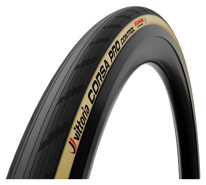 Vittoria Corsa Pro Control 700 mm Tubeless Ready Road Tire Soft Graphene G2.0 + Silica Compound Beige Sidewalls