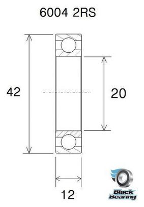 Zwart lager B5 6004-2RS 20 x 42 x 12