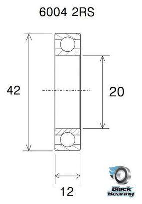 Rodamiento Negro B5 6004-2RS 20 x 42 x 12