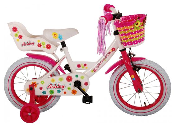 Vélo enfant Volare Ashley - fille - 14 po - blanc - assemblé à 95%