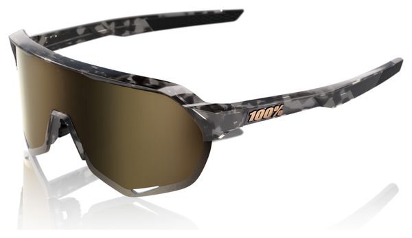 100% S2 Gloss Black Havana Glasses Soft Gold Mirror Lenses