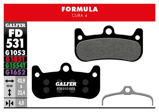 Pair of Galfer Semi-metallic Formula Cura 4 Standard Brake Pads