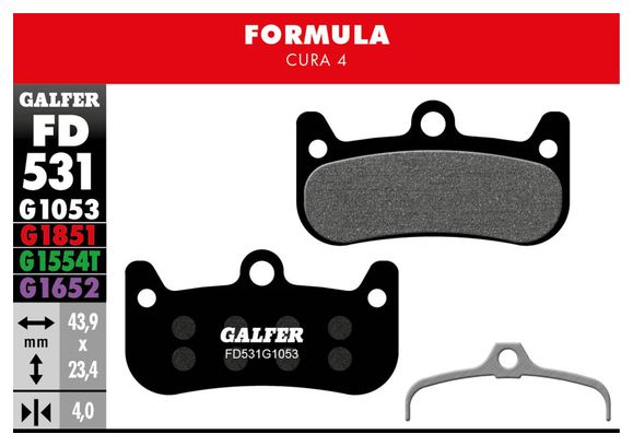 Galfer FD531 G1053 Pastillas de freno semimetálicas de alto rendimiento para frenos de disco Formula Cura 4