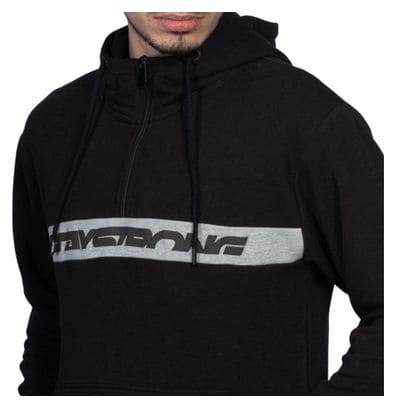 SWEAT STAYSTRONG CUT STRIPE 1/4 ZIP HOODY BLACK / GREY