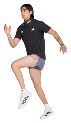 adidas Adizero Running Gel Pocket 3in korte broek, grijs/koraal, heren