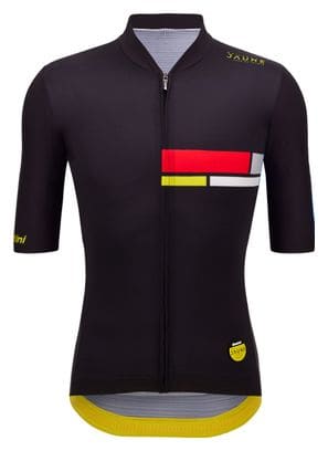 Maillot Manches Courtes Santini Tour de France - Alpes d'Huez Noir