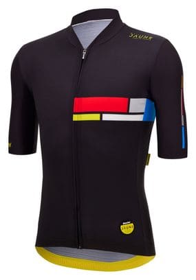 Maillot Manches Courtes Santini Tour de France - Alpes d'Huez Noir