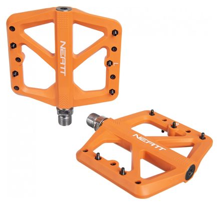 Paar Neatt Composite Flat Pedals 5 Spikes Orange