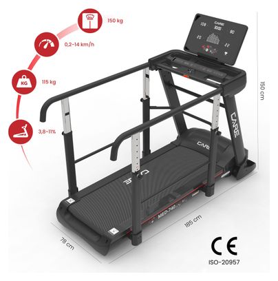 Tapis de course avec barres de maintien - 14km/h - MED-740 - MEDLINE