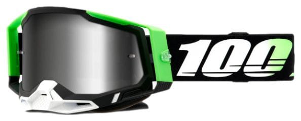 100% Racecraft 2 Mask Green / Black | Mirror Silver Glasses