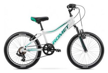 Vélo ROMET KID 20 pouces RAMBLER 20 KID 2 blanc et émeraude