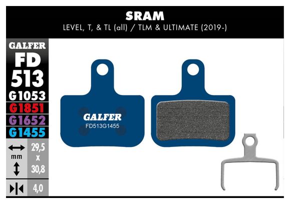 Galfer FD513 G1455 Road Semi-Metallic Remblokken voor Sram Level Schijfremmen