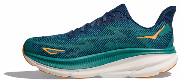 Hoka Clifton 9 Running Shoes Large 2E Blue/Orange Men's